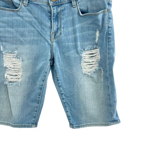 FRAME Le Grand Garcon Blue Denim Distressed Cut Off Bermuda Shorts Size 28 - Picture 6 of 13